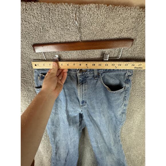 L.L.Bean Jeans Mens 34x29 Light Wash Blue Classic Fit Flannel Lined Plaid Warm - Picture 9 of 16